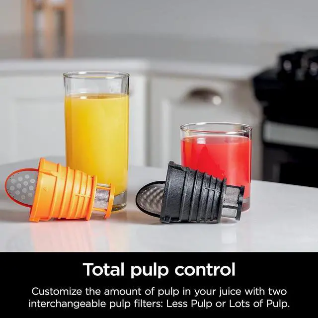 Alt view image 5 of 7 - Ninja NeverClog Cold Press Juicer, Powerful Slow Juicer with Total Pulp Control, Countertop, Electric, 2 Pulp Functions, Dishwasher Safe, 2nd Generation, Charcoal