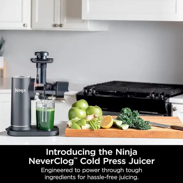 Alt view image 2 of 7 - Ninja NeverClog Cold Press Juicer, Powerful Slow Juicer with Total Pulp Control, Countertop, Electric, 2 Pulp Functions, Dishwasher Safe, 2nd Generation, Charcoal