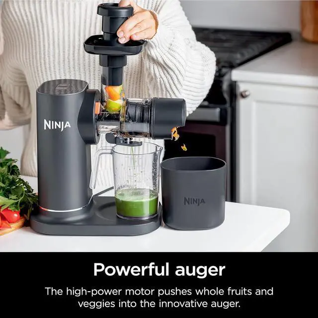 Alt view image 3 of 7 - Ninja NeverClog Cold Press Juicer, Powerful Slow Juicer with Total Pulp Control, Countertop, Electric, 2 Pulp Functions, Dishwasher Safe, 2nd Generation, Charcoal