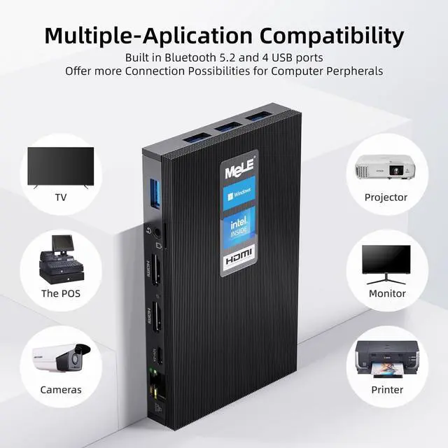 Alt view image 7 of 7 - Fanless Mini PC Quieter3Q 11th Gen N5105 8GB 128GB Windows 11 Pro Micro Computer WiFi 6 Small Desktop Service with USB-C PD, Gigabit Ethernet, Dual HDMI 4K, Auto Power on, PXE Support M.2 SSD