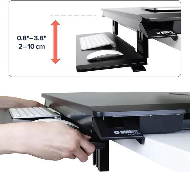 Alt view image 3 of 6 - Ergotron  WorkFit-TX Standing Desk Converter, Dual Monitor Sit Stand Ergonomic Desk Riser for Tabletops  32 Inch Width, Black