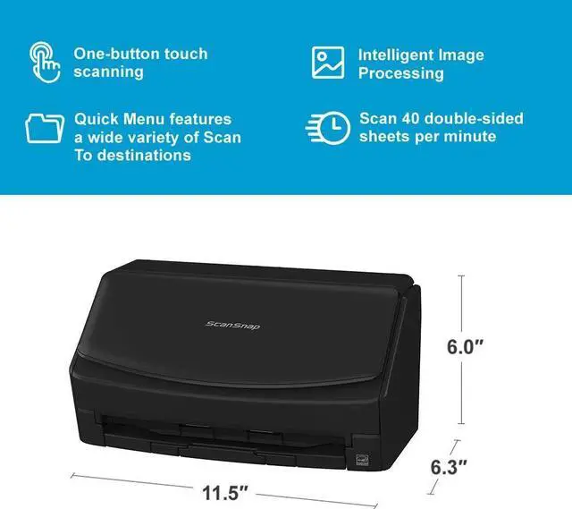 Alt view image 2 of 5 - ScanSnap High-Speed Simple One-Touch Button Color Document, Photo & Receipt Scanner with Auto Document Feeder for Mac or PC, Black