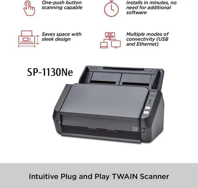 Alt view image 2 of 2 - Fujitsu SP-1130Ne Easy-to-Use Color Duplex Document Scanner with Automatic Document Feeder (ADF) and Twain Driver