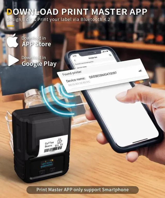 Alt view image 3 of 6 - Label Maker-Barcode Printer, 2 Inch Bluetooth Thermal Label Printer, Portable Label Maker Machine for Barcode, Qr Code, Small Business, Address, with 3 Pack Thermal Label, Black Set