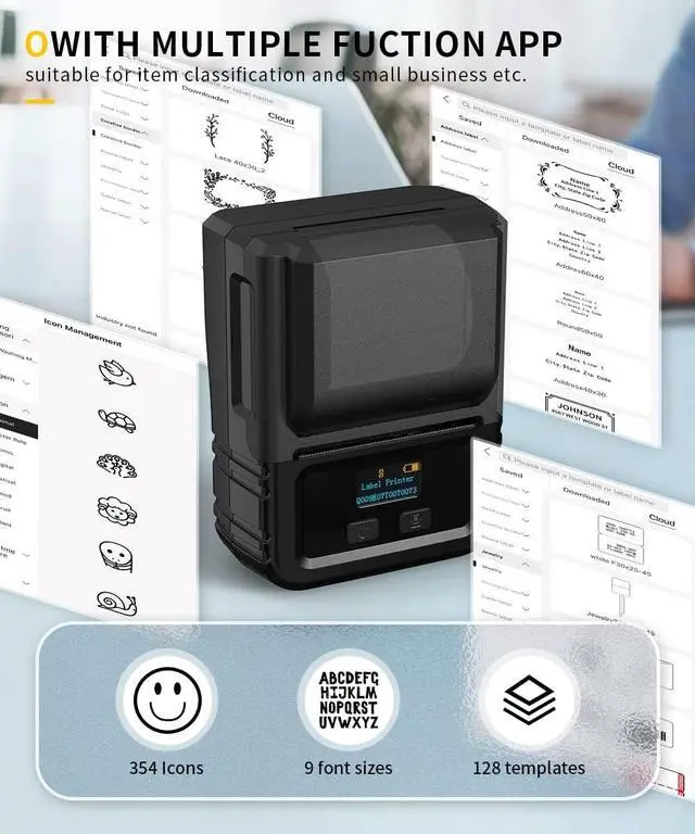 Alt view image 4 of 6 - Label Maker-Barcode Printer, 2 Inch Bluetooth Thermal Label Printer, Portable Label Maker Machine for Barcode, Qr Code, Small Business, Address, with 3 Pack Thermal Label, Black Set