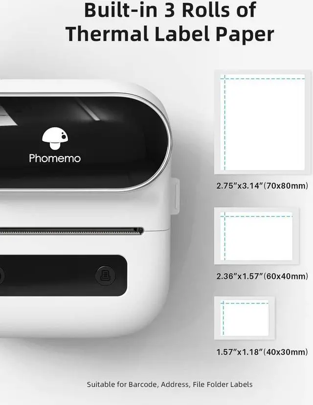 Alt view image 4 of 6 - Label Maker 3.14 Inch Bluetooth Portable Thermal Label Printer for Barcode, Address, Labeling, Mailing, File Folder Label, Easy to Use, Support Phone&PC, With 3 Coiled Label