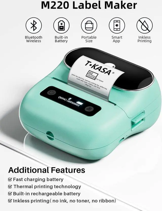 Alt view image 2 of 5 - Label Maker 3.14 Inch Bluetooth Portable Thermal Label Printer for Barcode, Address, Labeling, Mailing, File Folder Label, Easy to Use, Support Phone&PC, With 3 Coiled Label Green