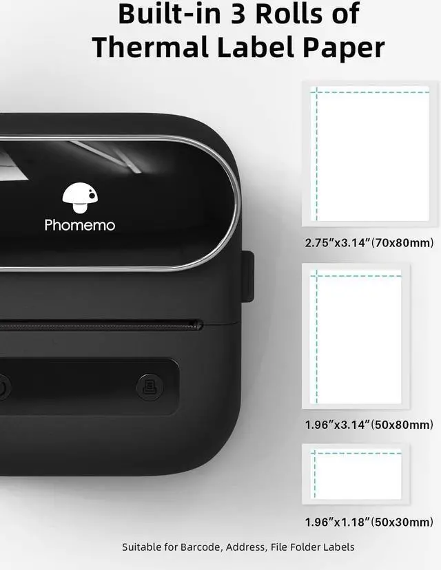 Alt view image 3 of 5 - Label Maker 3.14 Inch Bluetooth Portable Thermal Label Printer for Barcode, Address, Labeling, Mailing, File Folder Label, Easy to Use, Support Phone&PC, With 3 Coiled Label - Black