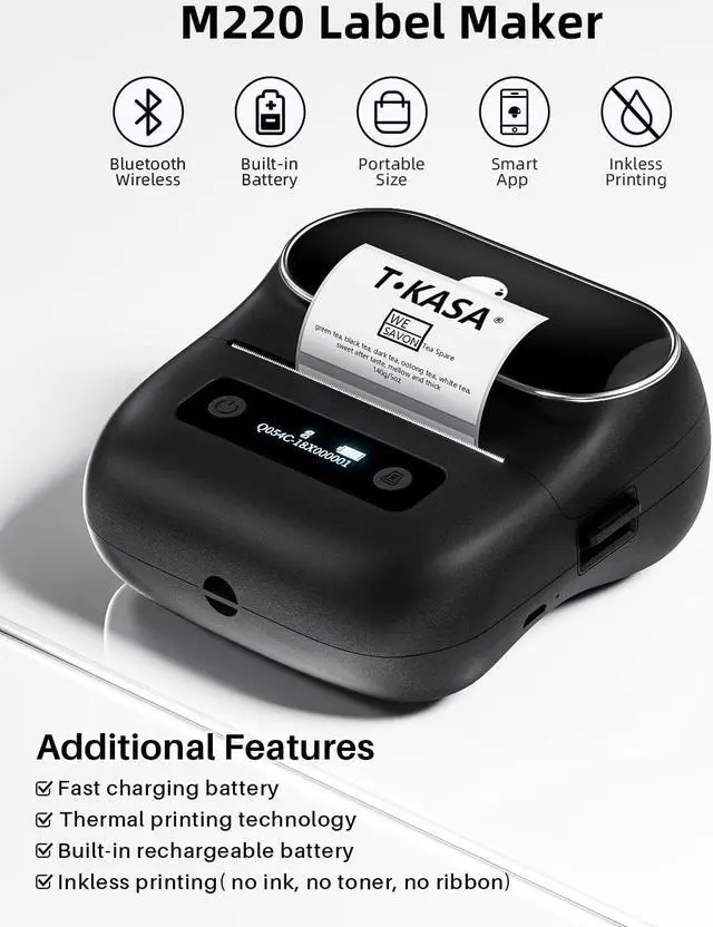 Alt view image 2 of 5 - Label Maker 3.14 Inch Bluetooth Portable Thermal Label Printer for Barcode, Address, Labeling, Mailing, File Folder Label, Easy to Use, Support Phone&PC, With 3 Coiled Label - Black