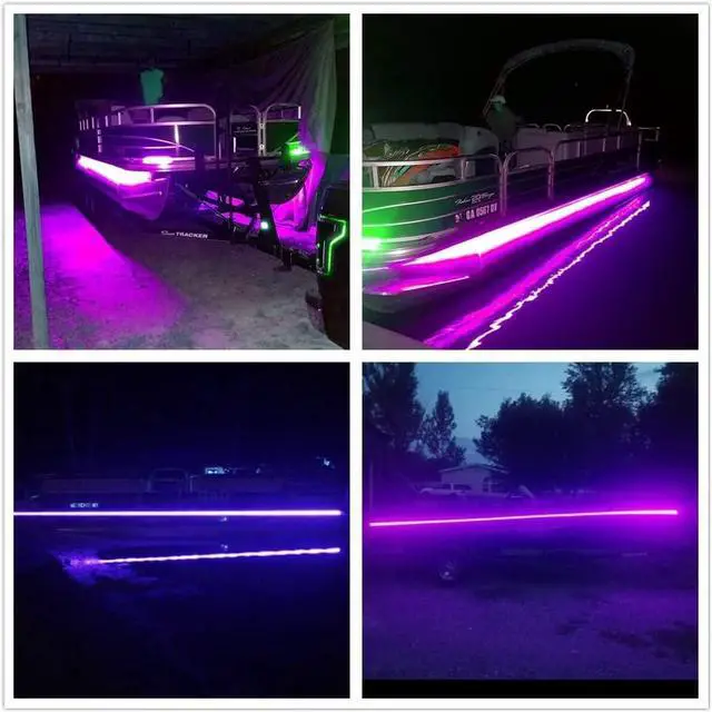 Alt view image 4 of 4 - 12V Marine Boat Ultra Violet UV Black Light LED Lights Strip, Night Fishing Lights, 5050 LED IP67 Waterproof UV Led Strip for Fishing Pontoon Kayak Yacht Sailboat (4 Pcs 20'')