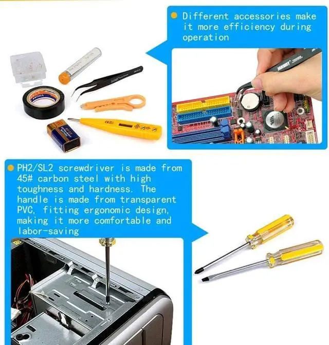 Alt view image 4 of 6 - Network Crimp Tool Kit for RJ45/RJ11/RJ12/CAT5/CAT6/Cat5e/8P, Professional Crimper Connector Stripper Cutter, Computer Maintenance Lan Cable Pliers Tester Soldering Iron Set