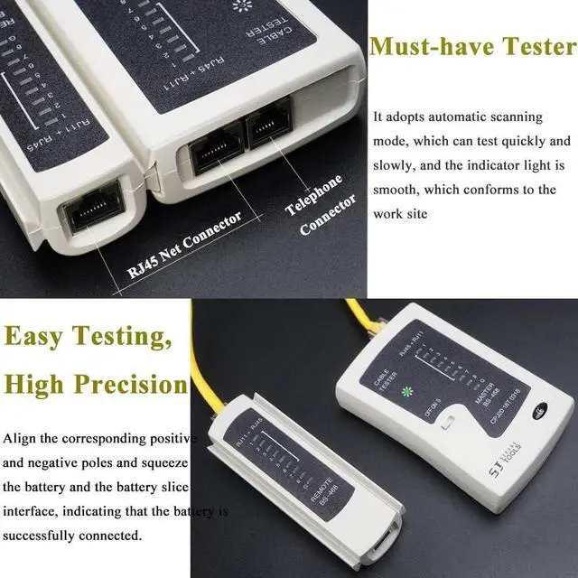 Alt view image 5 of 6 - CAT5 Crimper Tool Kit for RJ45 Crimping Tool Set CAT6, Professional Network Crimper Wire Connector Stripper Cutter, Computer Maintenance Ethernet Lan Cable Pliers Tester Repair