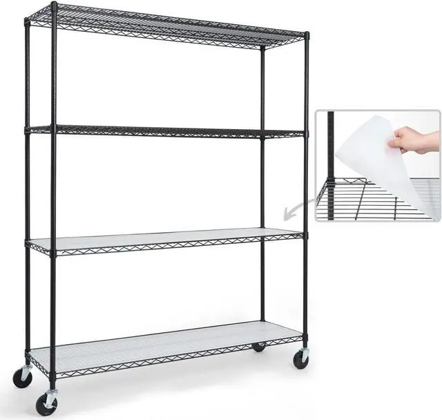 Main image of NSF Commercial Grade Heavy Duty Wire Shelving w/Wheels, Leveling Feet & Liners, Storage Metal Shelf, Garage Shelving Storage, Utility Wire Rack Storage Shelves, 60 x 18 x 76 4-Tier w/Liner