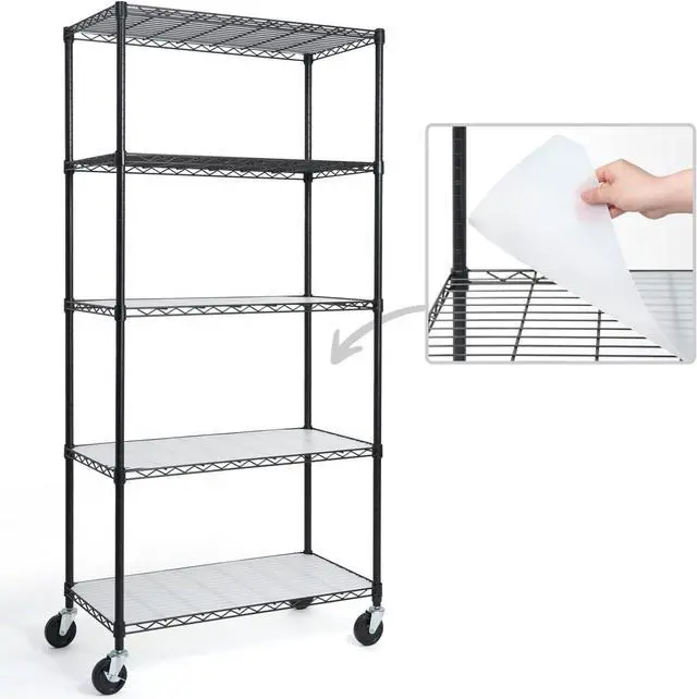 Main image of NSF Commercial Grade Heavy Duty Wire Shelving w/Wheels, Leveling Feet & Liners, Storage Metal Shelf, Garage Shelving Storage, Utility Wire Rack Storage Shelves, 36 x 18 x 76 5-Tier w/Liner