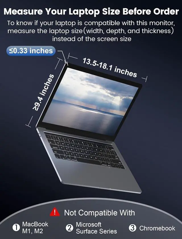 Alt view image 7 of 7 - 15.6" Triple Monitor for Laptop, FHD 1080P IPS Portable Monitor for 15.6-17.3 Laptop, Plug and Play Laptop Screen Extender with USB-C&HDMI 100% sRGB 300 nits, Dual Monitor for Windows, Mac, Black