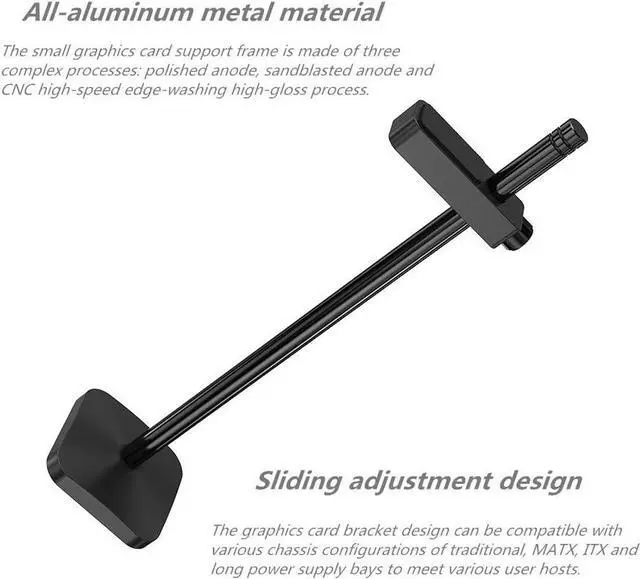 Alt view image 2 of 7 - Graphics Card GPU Brace Support, Video Card Sag Holder Bracket, Anodized Aerospace Aluminum (Black)