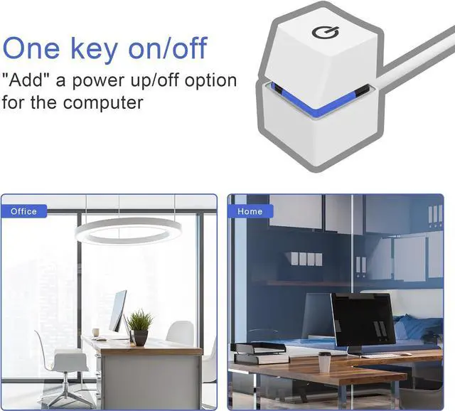 Alt view image 3 of 6 - Desktop Computer Power Switch Power Supply Control Adapter Cable , 7 Colors backlit 6.56ft External PC Power Button ATX Desktop Computer Case Motherboard Switch On Off Power SW Cables (White)