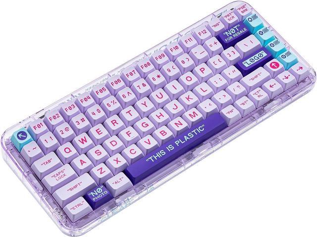 Main image of Plastic Transparent Rechargeable 84 Keys Mechanical Keyboard ,Programmable Hot Swappable Wireless Gaming Keyboard Rainbow LED Backlit 75% Bluetooth/2.4G/USB - Purple