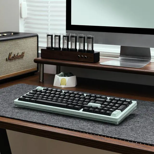 Alt view image 7 of 7 - Fountain Black Gaming 90% with 97 Keys Wireless Keyboard Rechargeable Rainbow LED Backlit for Home Office Keyboard Compatible for Windows Desktop, Laptop, PC