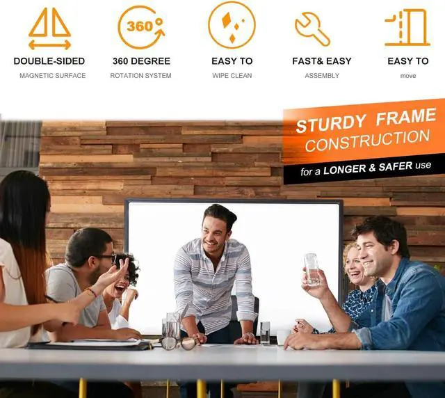 Alt view image 4 of 6 - Dry Erase Whiteboard Easel on Wheels 70'' x 36'' Large Double Sided Mobile Whiteboard, Reversible Magnetic Rolling White Board for Home Office Classroom, Flip Chart Holders and Paper Pad
