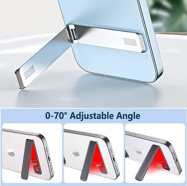 Alt view image 3 of 7 - Cell Phone Kickstand,Vertical and Horizontal Aluminum Phone Stand for Desk,Adjustable Phone Holder Stand for Desk Compatible with iPhone 15/14/13/12/11Samsung Huawei All Smartphones-Silver