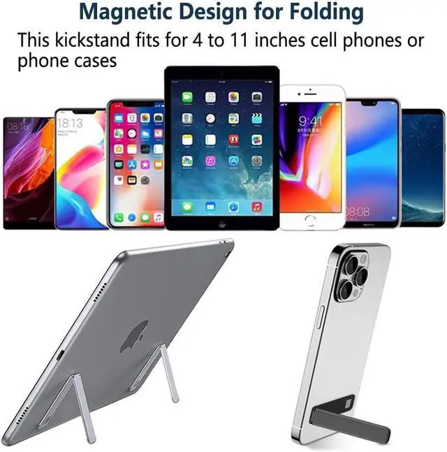 Alt view image 5 of 7 - Cell Phone Kickstand,Vertical and Horizontal Aluminum Phone Stand for Desk,Adjustable Phone Holder Stand for Desk Compatible with iPhone 15/14/13/12/11Samsung Huawei All Smartphones-Silver