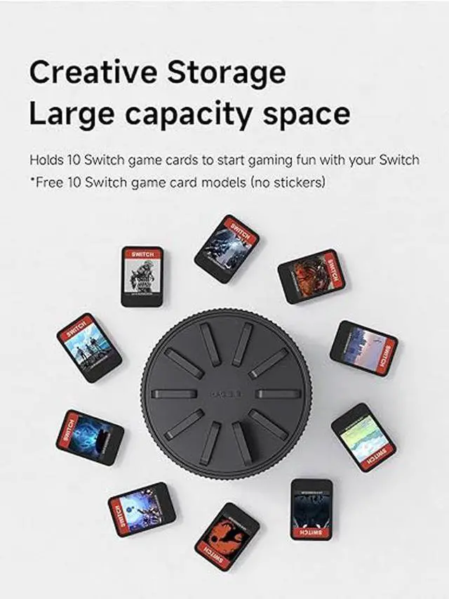 Alt view image 4 of 6 - Game Storage Case for Nintendo Switch, PS Vita, Rotating Game Card Case with 10 Card Slots, Magnetic Draw Card Portable Switch Game Cartridge Holder