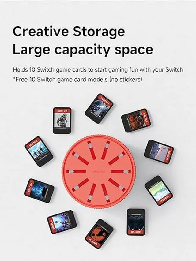 Alt view image 4 of 6 - Game Storage Case for Nintendo Switch, PS Vita, Rotating Game Card Case with 10 Card Slots, Magnetic Draw Card Portable Switch Game Cartridge Holder Blue
