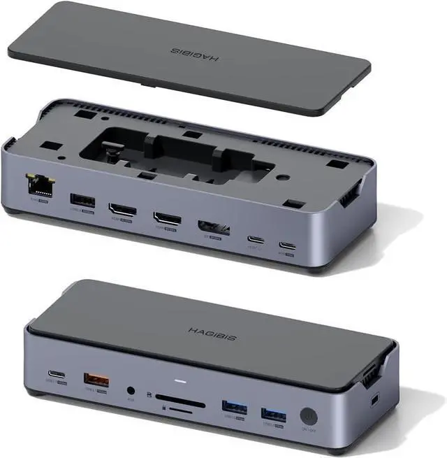 Main image of Triple Display USB C Docking Station with Hard Drive Enclosure, USB C Hub 15 in 1 Type C Adapter with M.2 SSD, 8K DP, 8K HDMI, 100W PD3.0, Gigabit RJ45, SD4.0, Micro SD3.0, USB 3.1