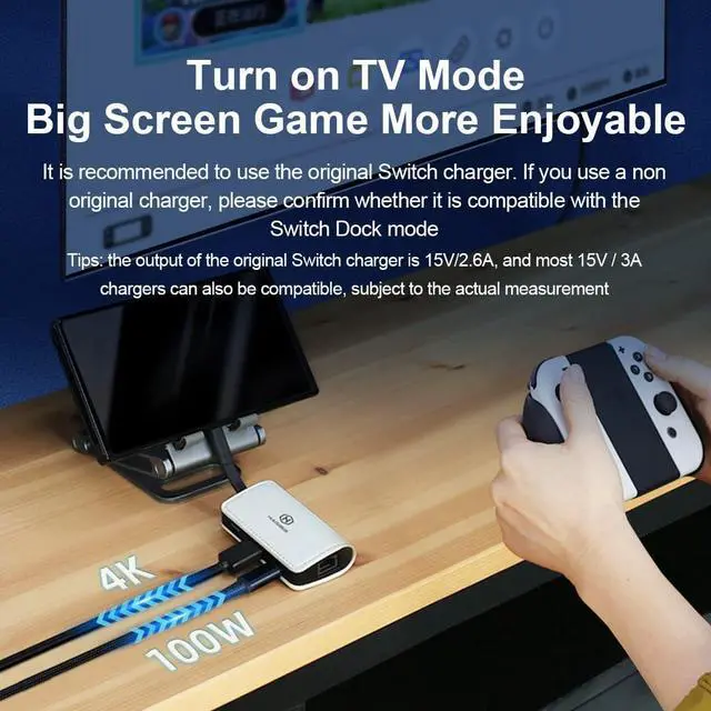 Alt view image 3 of 7 - Switch Dock for Nintendo Switch OLED, Portable Leather Shell TV Dock Charging Docking Station with RJ45, HDMI and USB 3.0 Port Replacement Base Doc USB C to HDMI TV Adapter for MacBook Pro Air