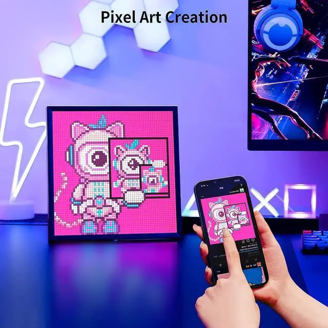 Alt view image 3 of 5 - Divoom - WiFi Pixel Cloud Digital Frame with APP Control,64 X 64 LED Panel Display Frame for Gaming Room Decoration/Social Media Fans Counter