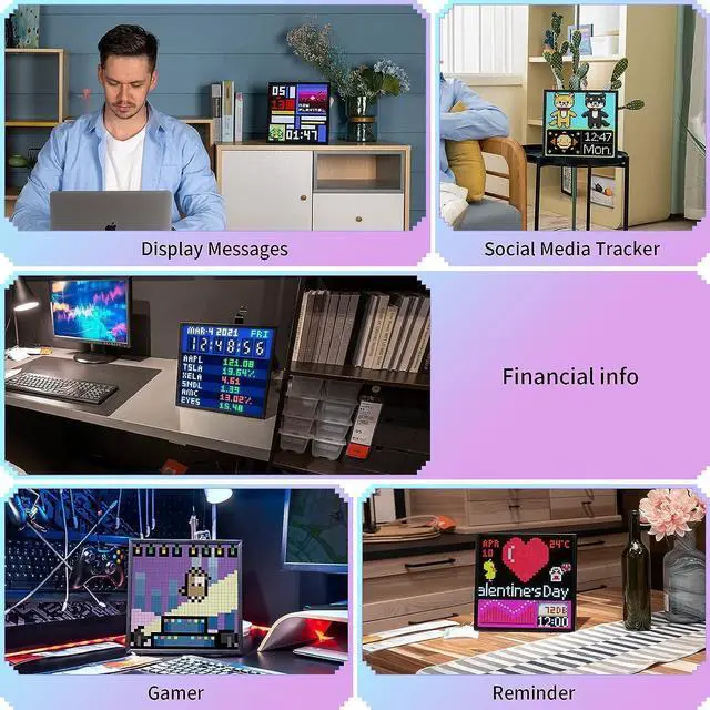 Alt view image 5 of 5 - Divoom - WiFi Pixel Cloud Digital Frame with APP Control,64 X 64 LED Panel Display Frame for Gaming Room Decoration/Social Media Fans Counter