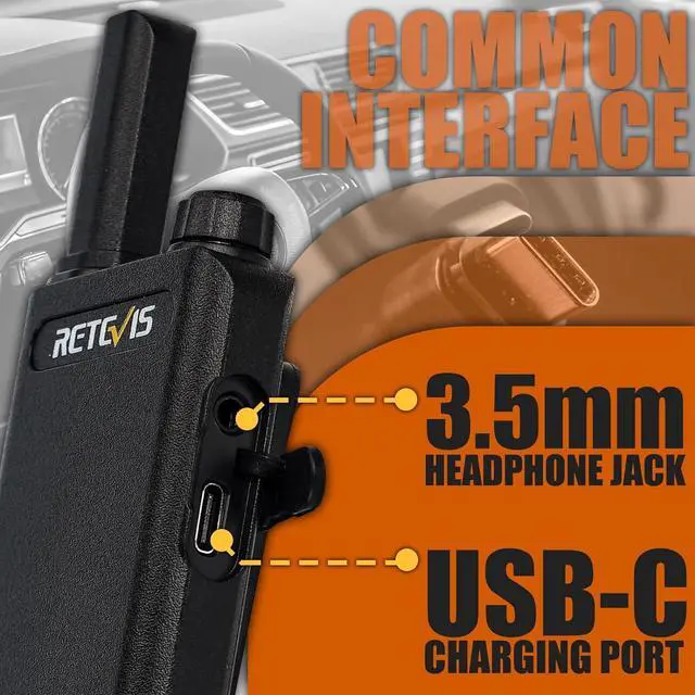 Alt view image 5 of 7 - 10 Pack - Retevis RT22P Portable FRS Two-Way Radios,Walkie Talkies for Adults Rechargeable,1620mAh Long Battery Life,USB-C,VOX Handsfree,Radio Walkie Talkie Retail Hotel Healthcare