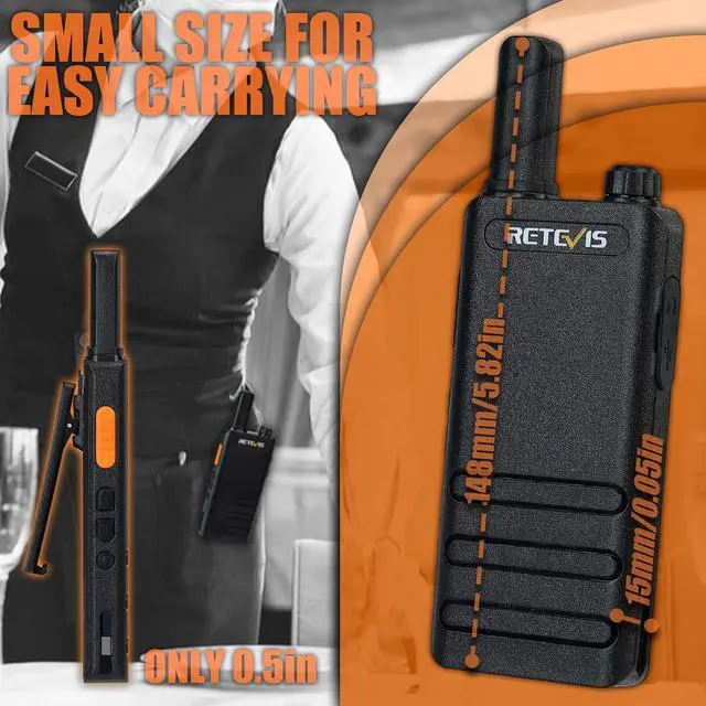 Alt view image 2 of 7 - 10 Pack - Retevis RT22P Portable FRS Two-Way Radios,Walkie Talkies for Adults Rechargeable,1620mAh Long Battery Life,USB-C,VOX Handsfree,Radio Walkie Talkie Retail Hotel Healthcare