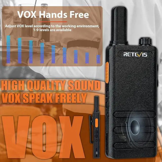 Alt view image 4 of 7 - 10 Pack - Retevis RT22P Portable FRS Two-Way Radios,Walkie Talkies for Adults Rechargeable,1620mAh Long Battery Life,USB-C,VOX Handsfree,Radio Walkie Talkie Retail Hotel Healthcare