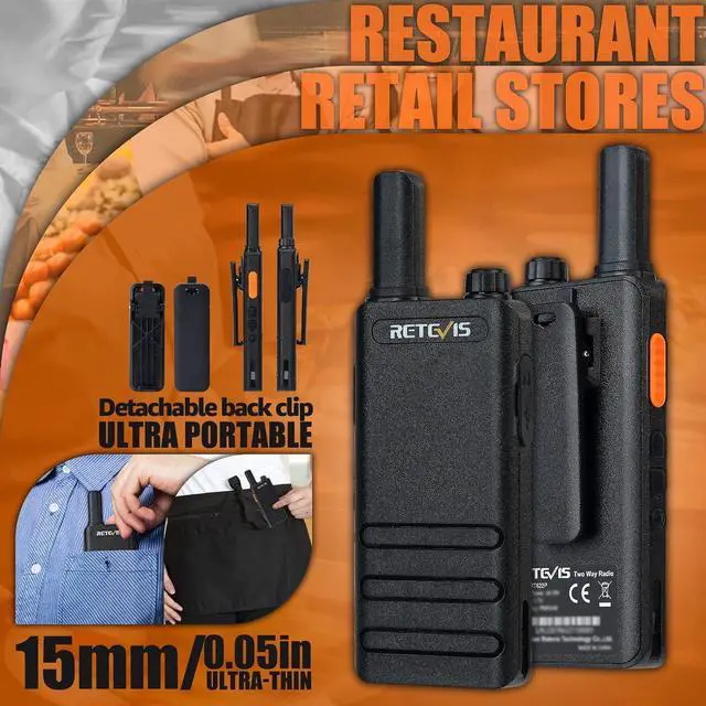 Alt view image 7 of 7 - 10 Pack - Retevis RT22P Portable FRS Two-Way Radios,Walkie Talkies for Adults Rechargeable,1620mAh Long Battery Life,USB-C,VOX Handsfree,Radio Walkie Talkie Retail Hotel Healthcare
