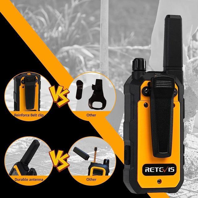 Alt view image 4 of 7 - Retevis RB48 Heavy Duty Walkie Talkies,Waterproof Two Way Radio,Shock-Resistant,2000 mAh,Emergency Alert,2 Way Radio Long Range for Job Site - 4 Pack Yellow