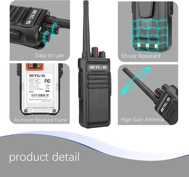 Alt view image 7 of 7 - Retevis RB23 Waterproof Walkie Talkies Adults (IP67) with Earpiece and Mic Set(IP66), High Power 2 Way Radios Long Range, Durability, with 6 Way Multi Gang Charger (6 Pack)