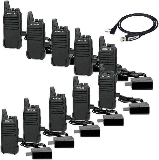 Main image of 10Pack Retevis RT22 UHF FRS Walkie Talkies 2W VOX Two Way Radios For School+USB