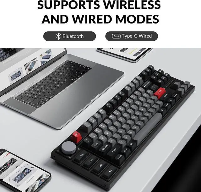 Alt view image 6 of 7 - Wireless Custom Mechanical Keyboard, QMK/VIA Programmable Full Metal TKL Layout Bluetooth/Wired RGB with Hot-swappable Keychron K Pro Brown Switch Compatible with Mac Windows Linux