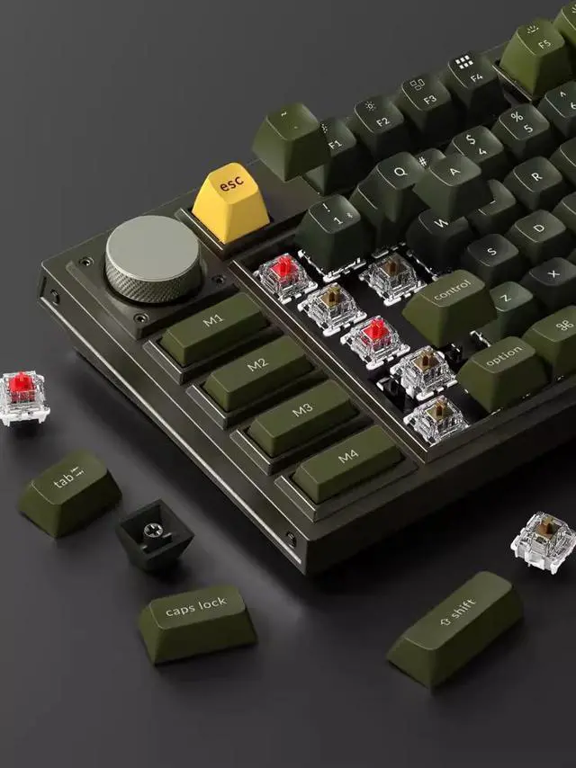 Alt view image 2 of 4 - Wireless Custom Mechanical Keyboard, QMK/VIA Programmable Full Metal TKL Layout Bluetooth/Wired RGB with Hot-swappable Keychron K Pro Red Switch Compatible with Mac Windows Linux - Green