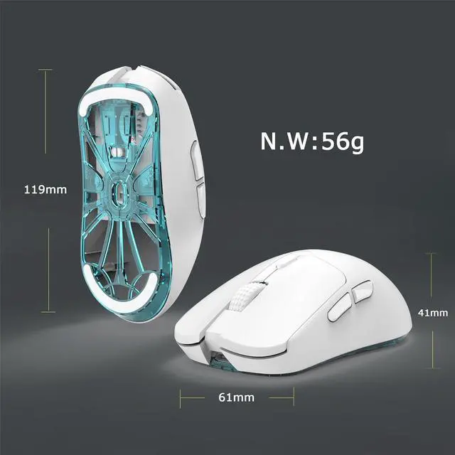 Alt view image 4 of 6 - Wireless Gaming Mouse 26000DPI Ultra Lightweight 56g Programmable 2.4G 1000Hz USB-C Wired Rechargeable 6 Buttons for Mac,Laptop,PC