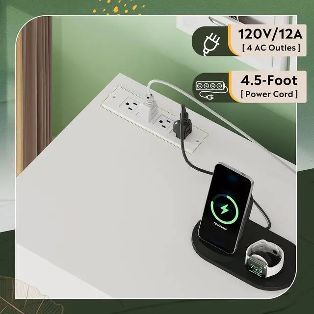 Alt view image 4 of 7 - File Cabinet with Charging Station, 1 Drawer Rolling File Cabinet, Locking Filing Cabinet for Home Office, Printer Stand with Storage, White