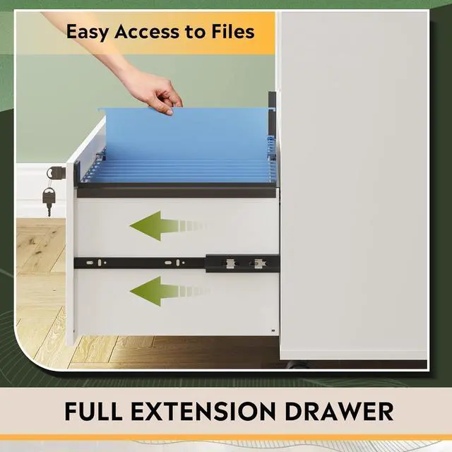 Alt view image 6 of 7 - File Cabinet with Charging Station, 1 Drawer Rolling File Cabinet, Locking Filing Cabinet for Home Office, Printer Stand with Storage, White