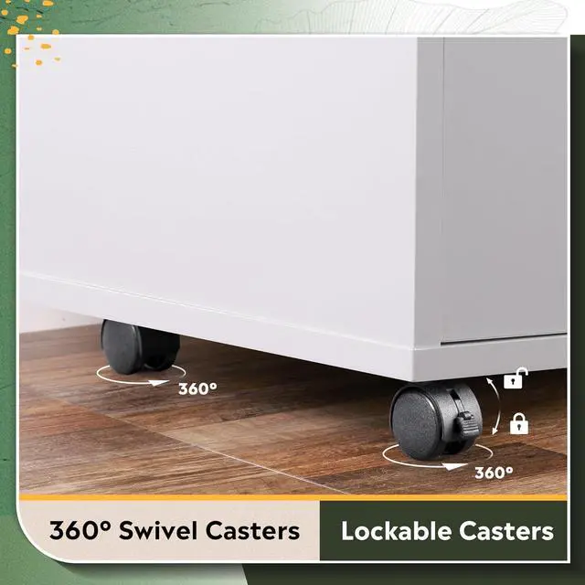 Alt view image 7 of 7 - File Cabinet with Charging Station, 1 Drawer Rolling File Cabinet, Locking Filing Cabinet for Home Office, Printer Stand with Storage, White