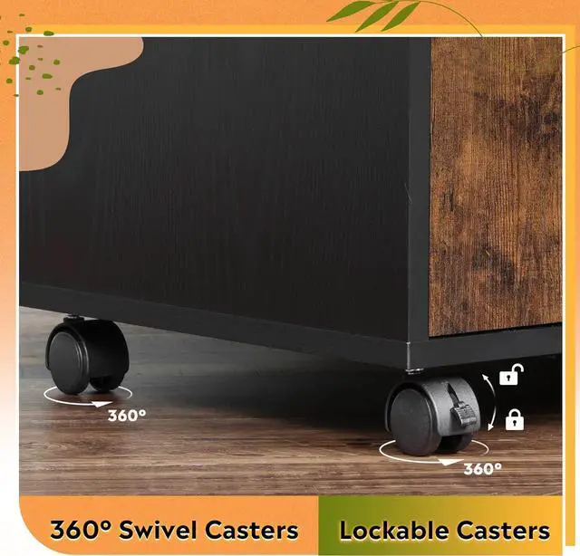 Alt view image 7 of 7 - File Cabinet with Charging Station, 1 Drawer Rolling File Cabinet, Locking Filing Cabinet for Home Office, Printer Stand with Storage, Brown