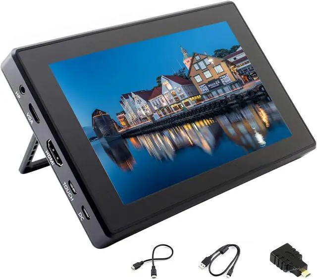 Main image of 7inch HDMI LCD with Case for Raspberry Pi Capacitive Touchscreen 1024×600 IPS Display Screen Monitor Compatible with Raspberry Pi 4B/3B+/3B/Zero/Jetson Nano Support Windows 10/8.1/8/7