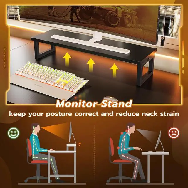 Alt view image 6 of 6 - 54.3" L Shaped Gaming Desk with LED Lights, Pegboard and Drawers, Gaming Desk with Hutch, Computer Desk with Monitor Stand, Storage Shelves, Home Office Desk Corner Desk, Gaming Table, Black