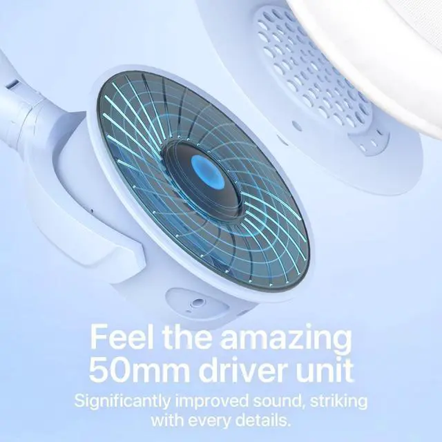 Alt view image 6 of 7 - YOWU RGB Cat Ear Headphone 4, Upgraded Wireless & Wired Gaming Headset with Attachable HD Microphone -Active Noise Reduction, Dual-Channel Stereo & Customizable Lighting and Effect via APP (Blue)