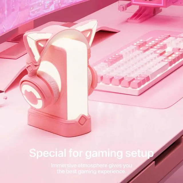 Alt view image 3 of 6 - YOWU Crystal Headphone Stand - 3 in 1 Multiport Dock Headest Stand with 10 Magical Light Modes - RGB Headphone Holder for Desk.Compatible with AirPods Max,etc